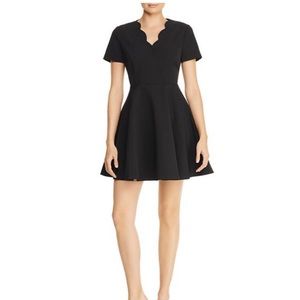 Aqua Scalloped Black Dress